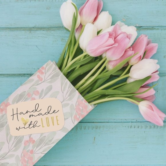 100 HANDMADE WITH LOVE Business Stickers Special Cut 1.75" x 2.75" - Picture 7 of 10